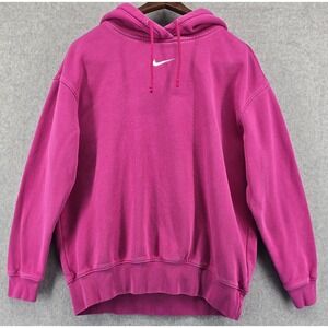 Nike Phoenix Oversized Hoodie Women Sz S Hot Fuchsia Center Swoosh Embroidered‎